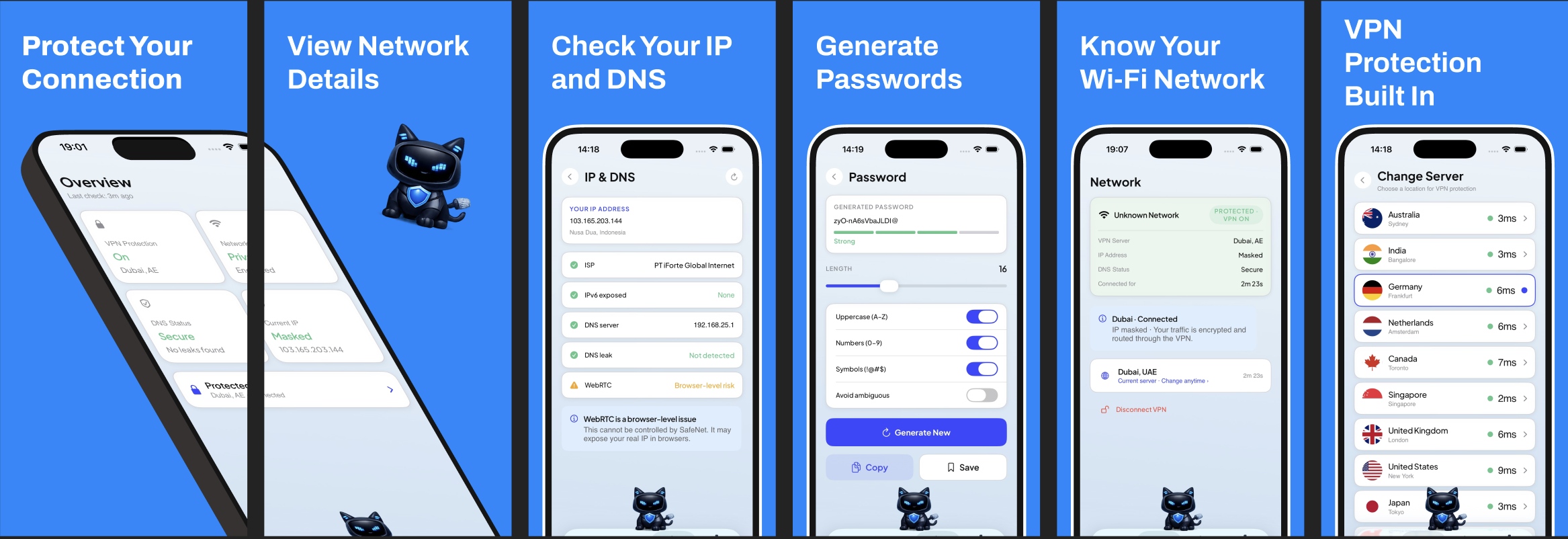OpenWay: Network & Security app screens